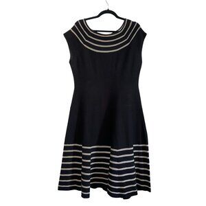 Kate Spade Black & White Stripped A-line Midi knit tea Dress - XL